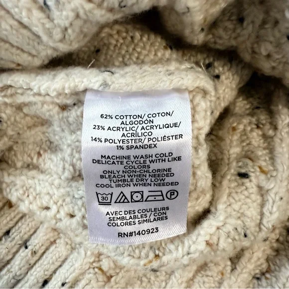 LOFT Flecked Stitchy Puff Sleeve Cotton Blend Cardigan Size Medium‎ NWT - Picture 8 of 8